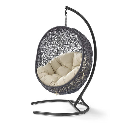 Encase Sunbrella® Swing Outdoor Patio Lounge Chair, Black Beige, 18825