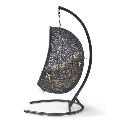 Encase Sunbrella® Swing Outdoor Patio Lounge Chair, Black Beige, 18825