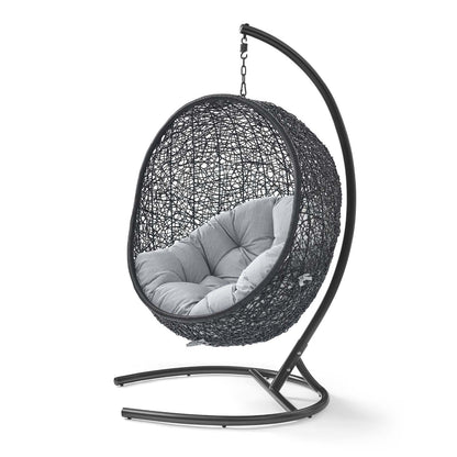 Encase Sunbrella® Swing Outdoor Patio Lounge Chair, Black Grey Gray, 18826