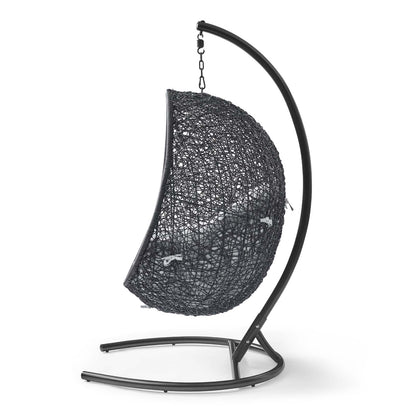 Encase Sunbrella® Swing Outdoor Patio Lounge Chair, Black Grey Gray, 18826