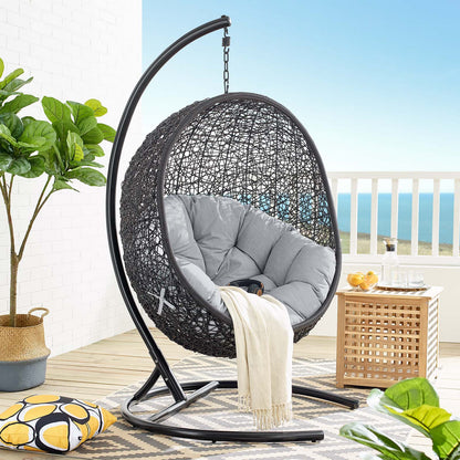Encase Sunbrella® Swing Outdoor Patio Lounge Chair, Black Grey Gray, 18826