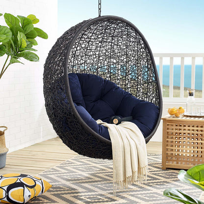 Encase Sunbrella® Swing Outdoor Patio Lounge Chair, Black Navy Blue, 18827