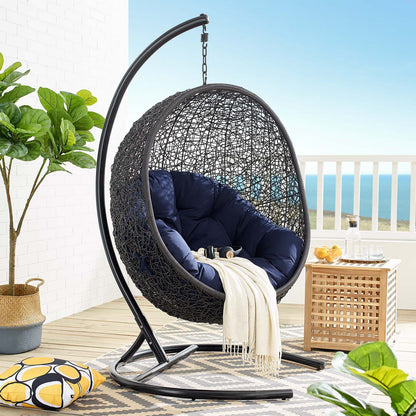 Encase Sunbrella® Swing Outdoor Patio Lounge Chair, Black Navy Blue, 18827