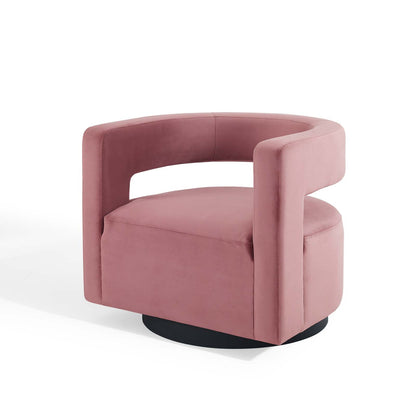 Spin Cutaway Performance Velvet Swivel Armchair, Velvet, Pink, 18829
