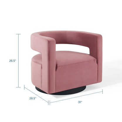 Spin Cutaway Performance Velvet Swivel Armchair, Velvet, Pink, 18829