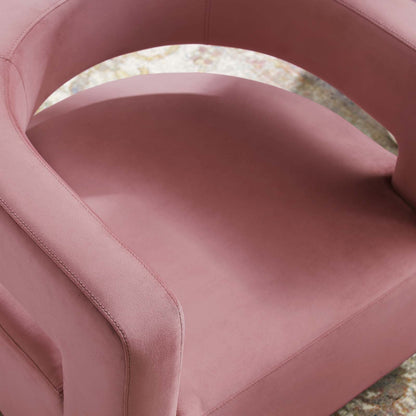 Spin Cutaway Performance Velvet Swivel Armchair, Velvet, Pink, 18829
