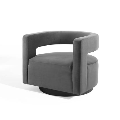 Spin Cutaway Performance Velvet Swivel Armchair, Velvet, Grey Gray, 18830