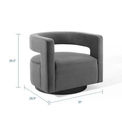 Spin Cutaway Performance Velvet Swivel Armchair, Velvet, Grey Gray, 18830