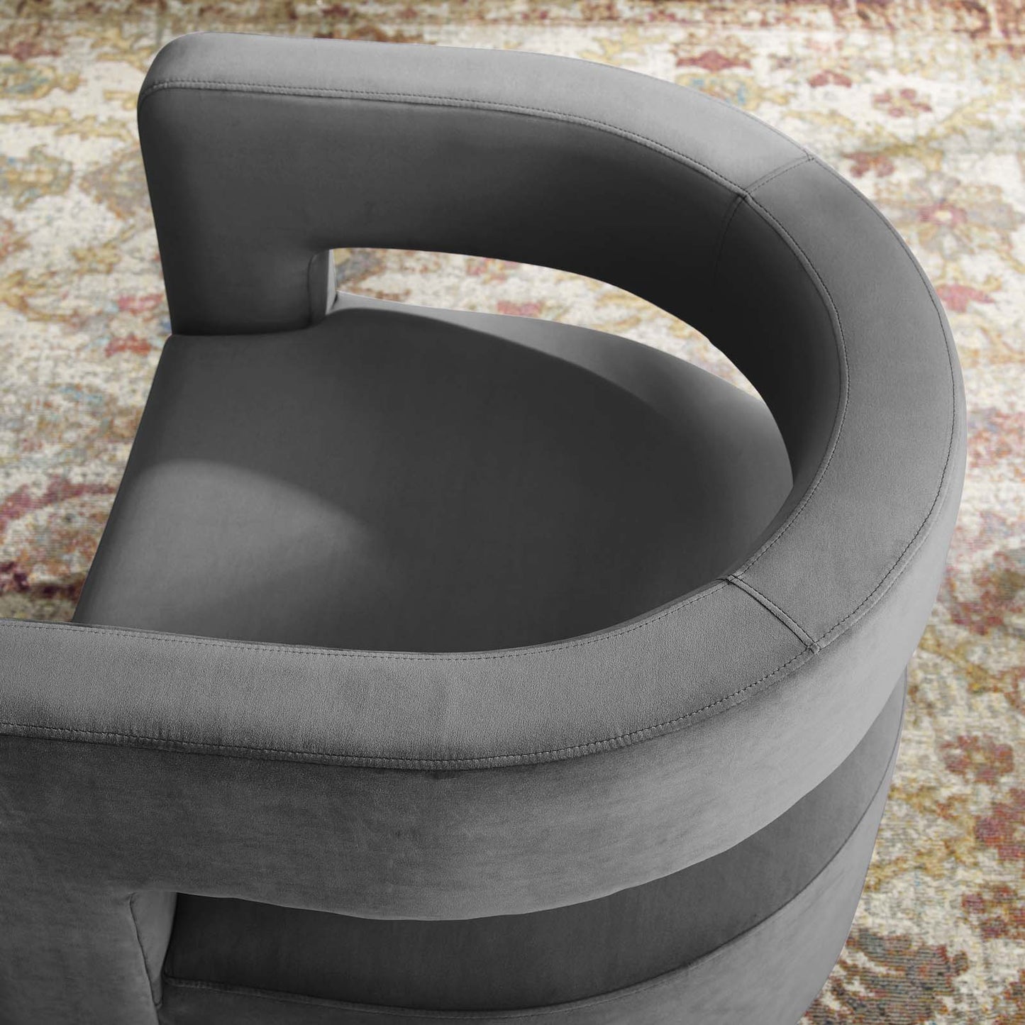 Spin Cutaway Performance Velvet Swivel Armchair, Velvet, Grey Gray, 18830