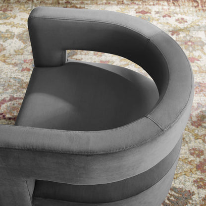 Spin Cutaway Performance Velvet Swivel Armchair, Velvet, Grey Gray, 18830