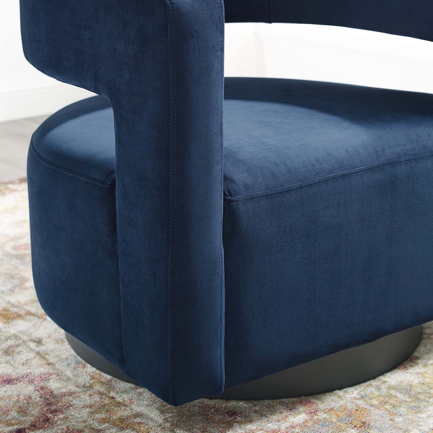 Spin Cutaway Performance Velvet Swivel Armchair, Velvet, Dark Blue, 18831