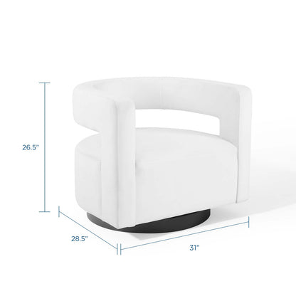 Spin Cutaway Performance Velvet Swivel Armchair, Velvet, White, 18832