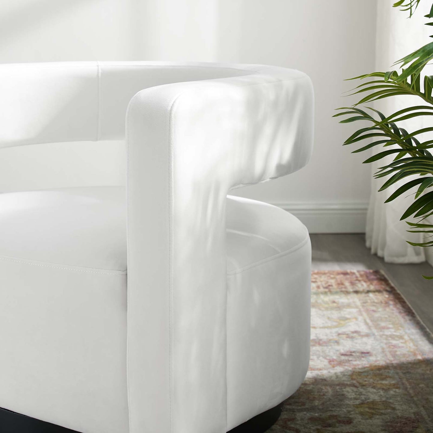 Spin Cutaway Performance Velvet Swivel Armchair, Velvet, White, 18832