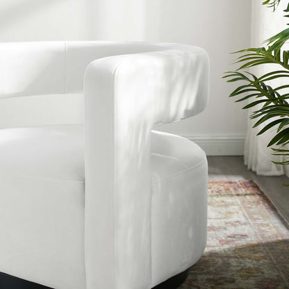 Spin Cutaway Performance Velvet Swivel Armchair, Velvet, White, 18832
