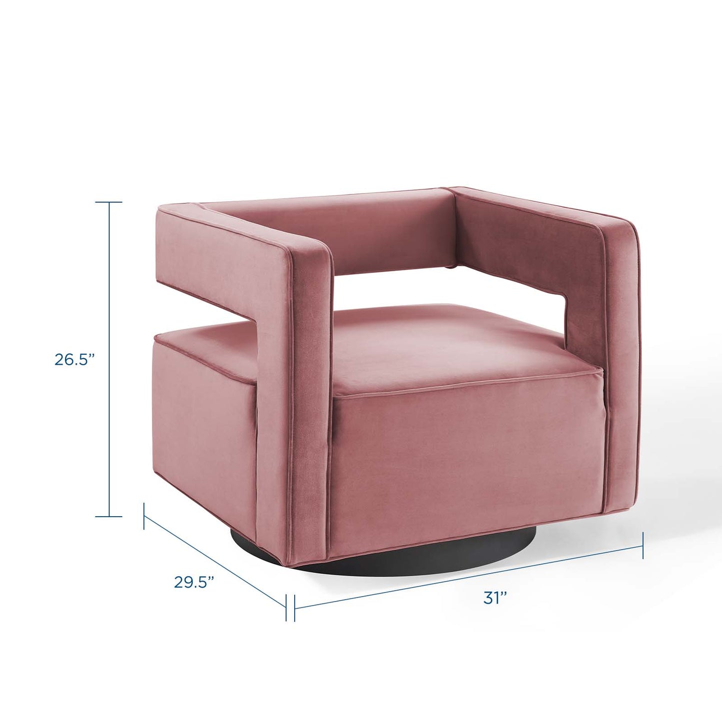 Booth Performance Velvet Swivel Armchair, Velvet, Pink, 18833
