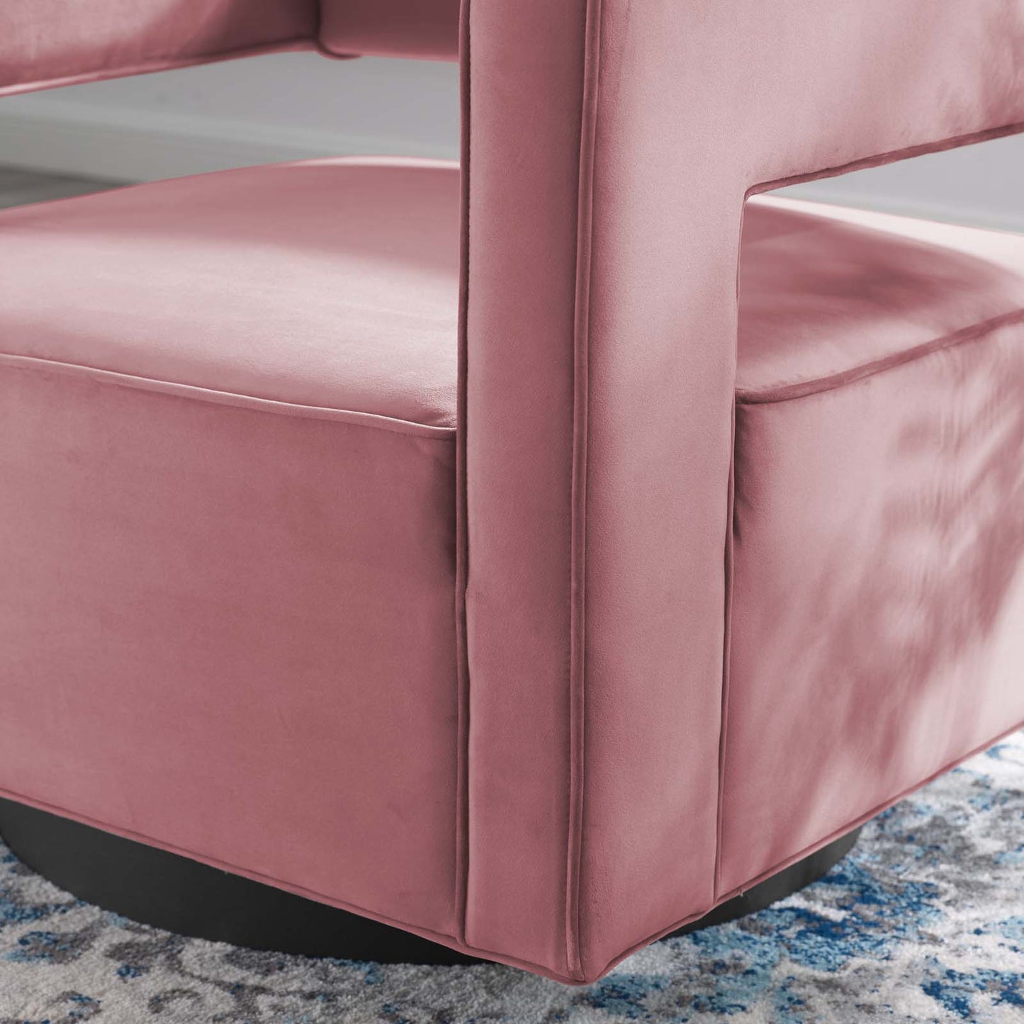 Booth Performance Velvet Swivel Armchair, Velvet, Pink, 18833