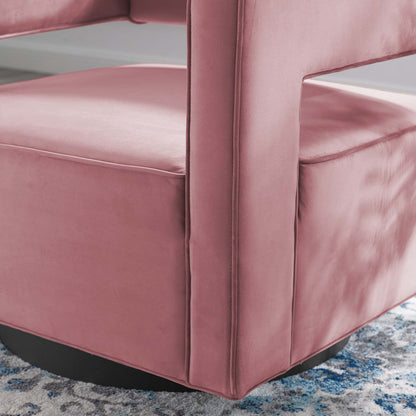Booth Performance Velvet Swivel Armchair, Velvet, Pink, 18833