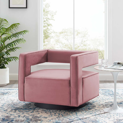 Booth Performance Velvet Swivel Armchair, Velvet, Pink, 18833
