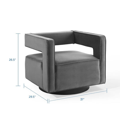 Booth Performance Velvet Swivel Armchair, Velvet, Grey Gray, 18834