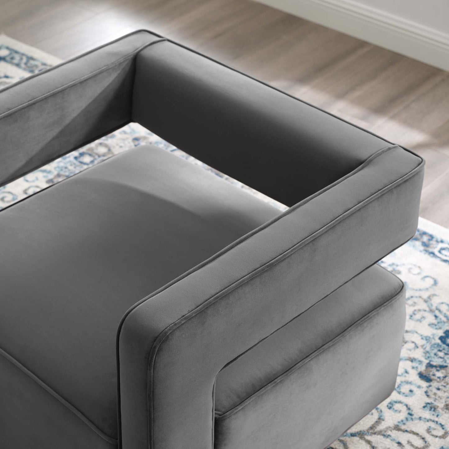 Booth Performance Velvet Swivel Armchair, Velvet, Grey Gray, 18834