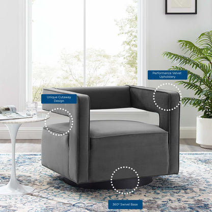 Booth Performance Velvet Swivel Armchair, Velvet, Grey Gray, 18834