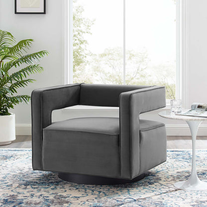 Booth Performance Velvet Swivel Armchair, Velvet, Grey Gray, 18834