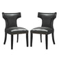 Curve Dining Chair Vinyl Set of 2, Faux Leather, Black, 18837