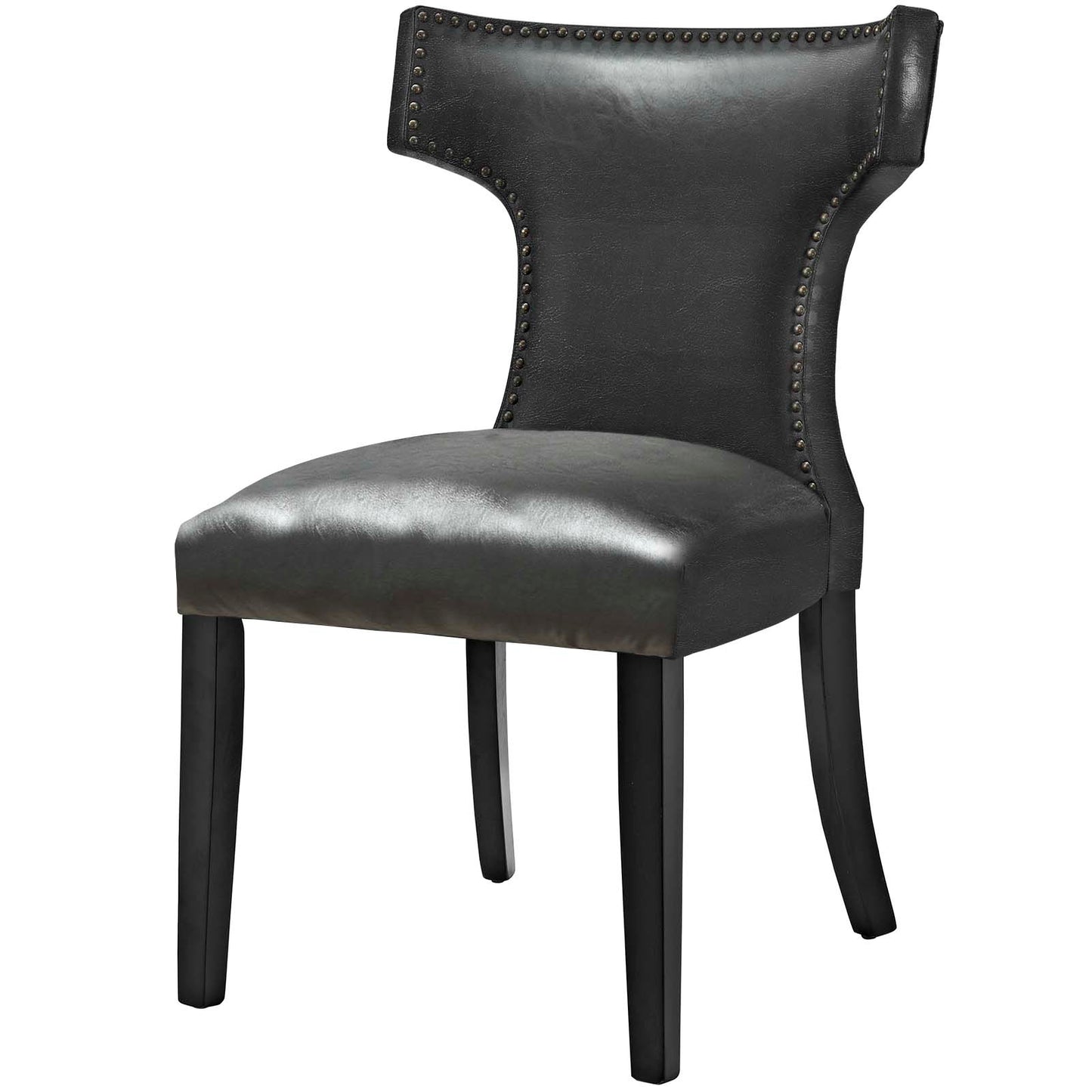 Curve Dining Chair Vinyl Set of 2, Faux Leather, Black, 18837