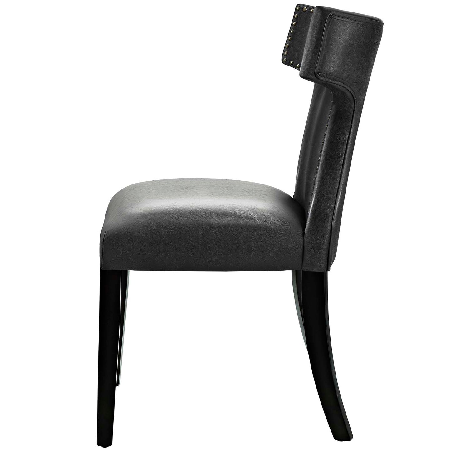 Curve Dining Chair Vinyl Set of 2, Faux Leather, Black, 18837