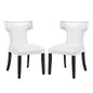 Curve Dining Chair Vinyl Set of 2, Faux Leather, White, 18838