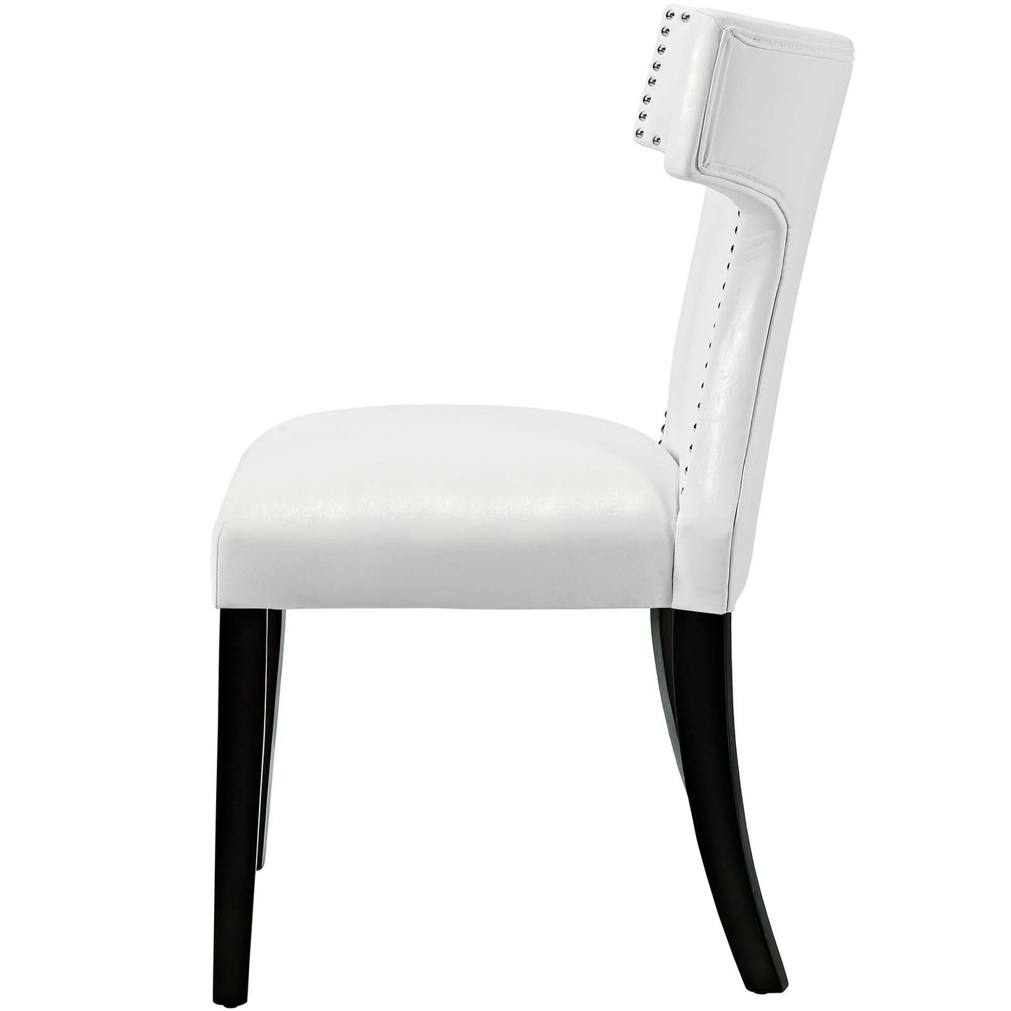 Curve Dining Chair Vinyl Set of 2, Faux Leather, White, 18838