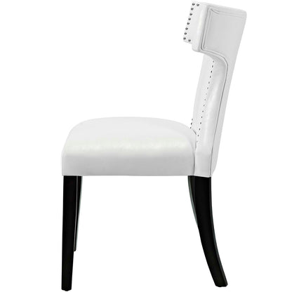 Curve Dining Chair Vinyl Set of 2, Faux Leather, White, 18838