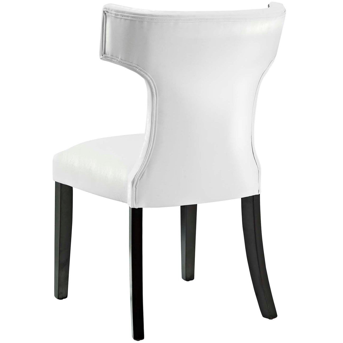 Curve Dining Chair Vinyl Set of 2, Faux Leather, White, 18838