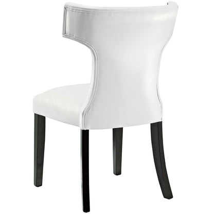 Curve Dining Chair Vinyl Set of 2, Faux Leather, White, 18838