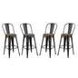 Promenade Bar Stool Metal Set of 4, Wood, Metal Steel, Black, 18840