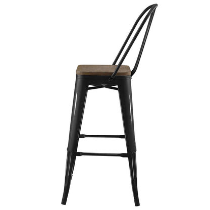 Promenade Bar Stool Metal Set of 4, Wood, Metal Steel, Black, 18840