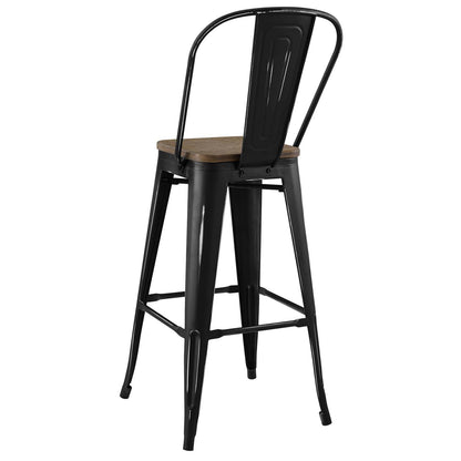 Promenade Bar Stool Metal Set of 4, Wood, Metal Steel, Black, 18840