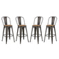 Promenade Bar Stool Metal Set of 4, Wood, Metal Steel, Brown, 18841
