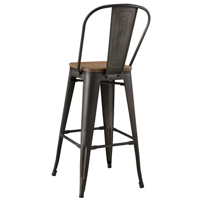 Promenade Bar Stool Metal Set of 4, Wood, Metal Steel, Brown, 18841
