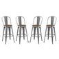 Promenade Bar Stool Metal Set of 4, Wood, Metal Steel, Gunmetal Silver, 18842