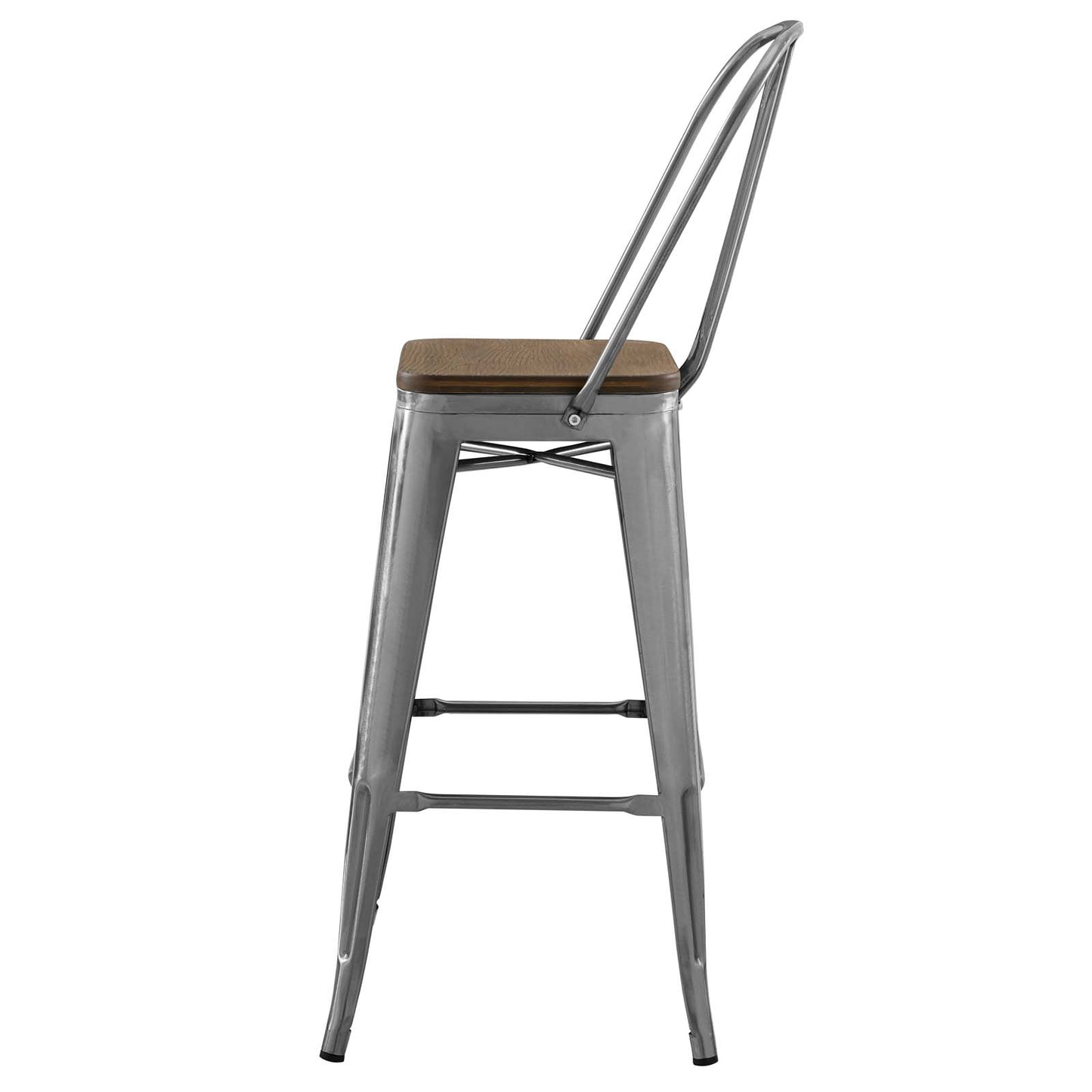 Promenade Bar Stool Metal Set of 4, Wood, Metal Steel, Gunmetal Silver, 18842