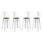 Promenade Bar Stool Metal Set of 4, Wood, Metal Steel, White, 18843