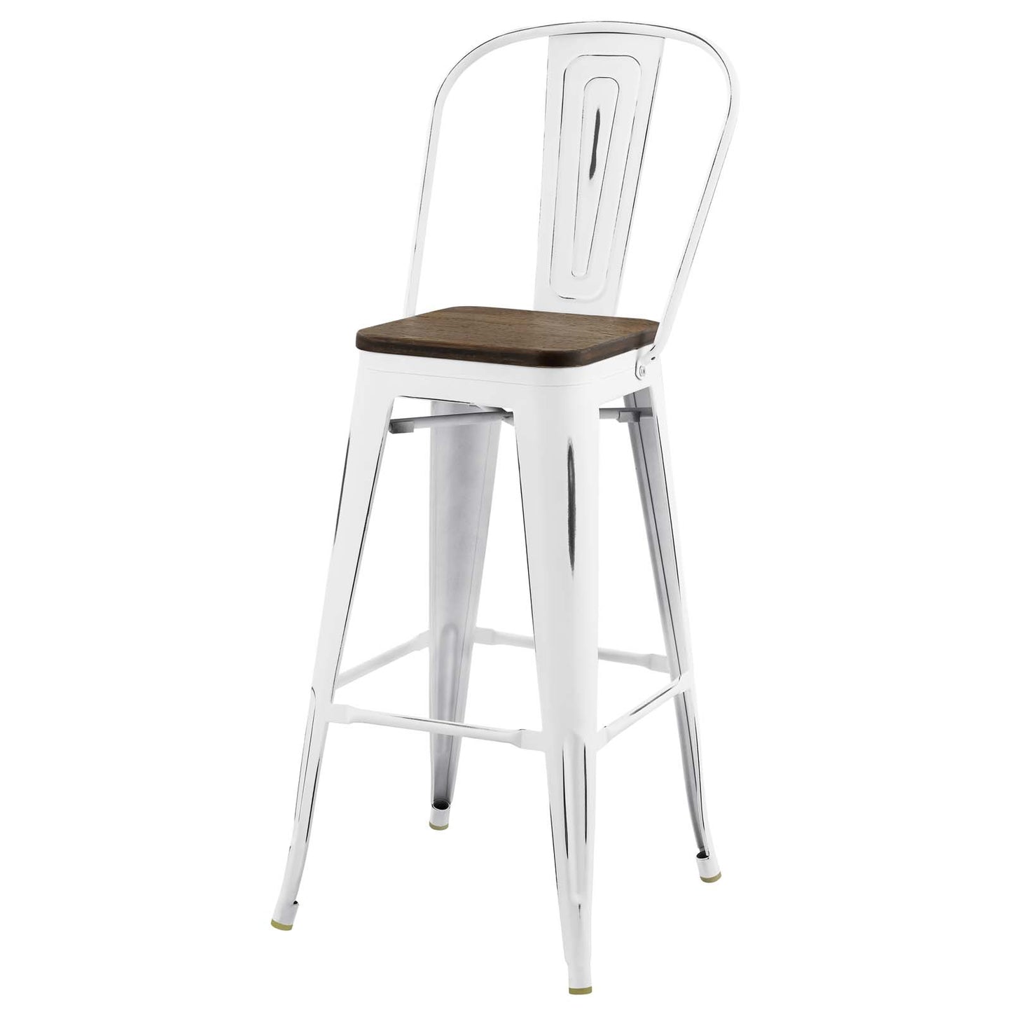 Promenade Bar Stool Metal Set of 4, Wood, Metal Steel, White, 18843