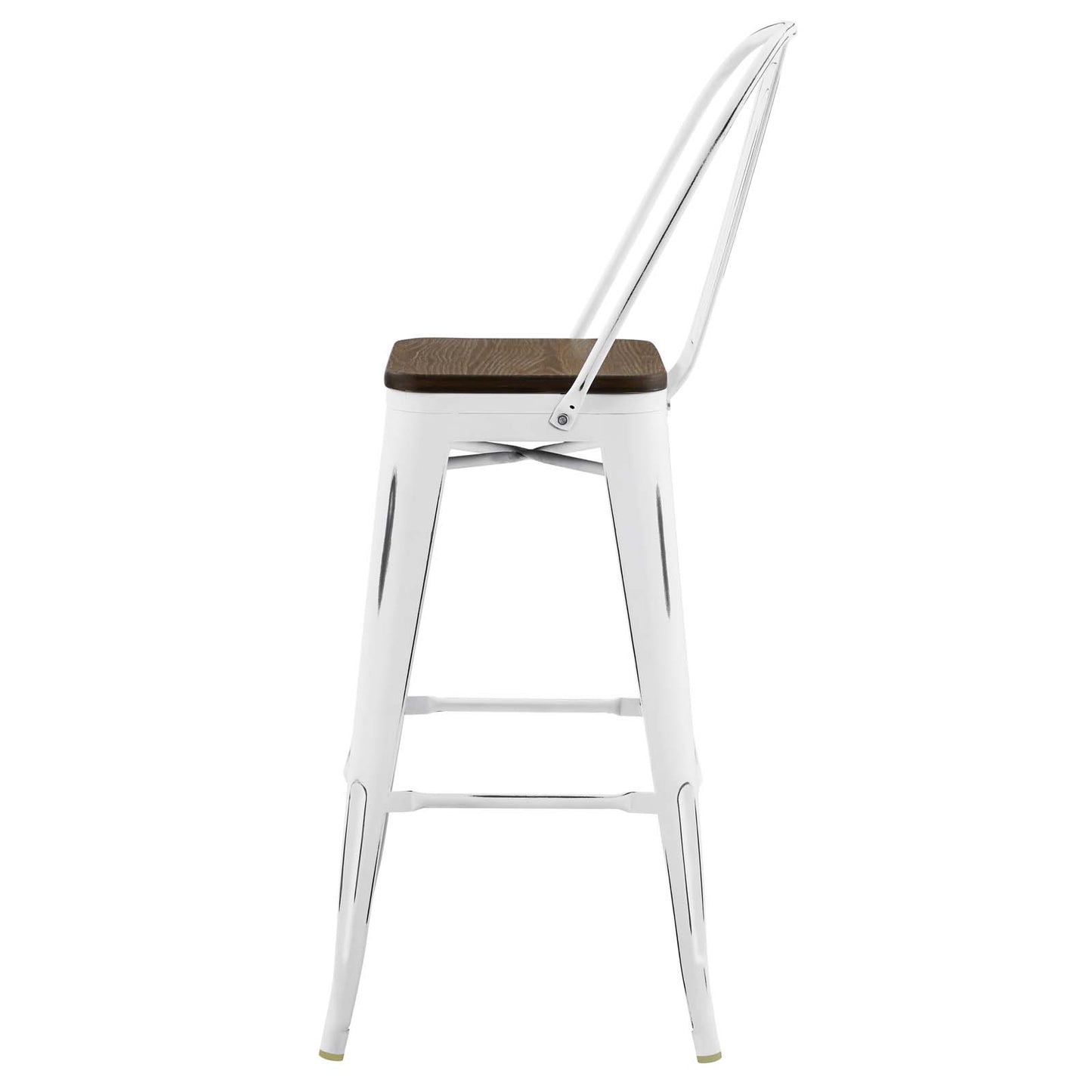Promenade Bar Stool Metal Set of 4, Wood, Metal Steel, White, 18843