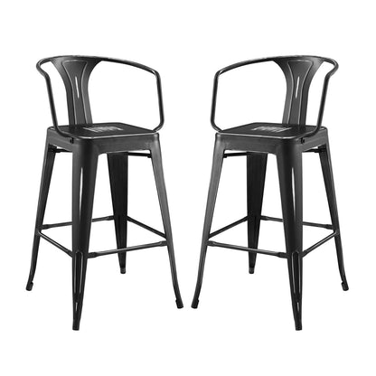 Promenade Bar Stool Set of 2, Metal, Steel, Black, 18844