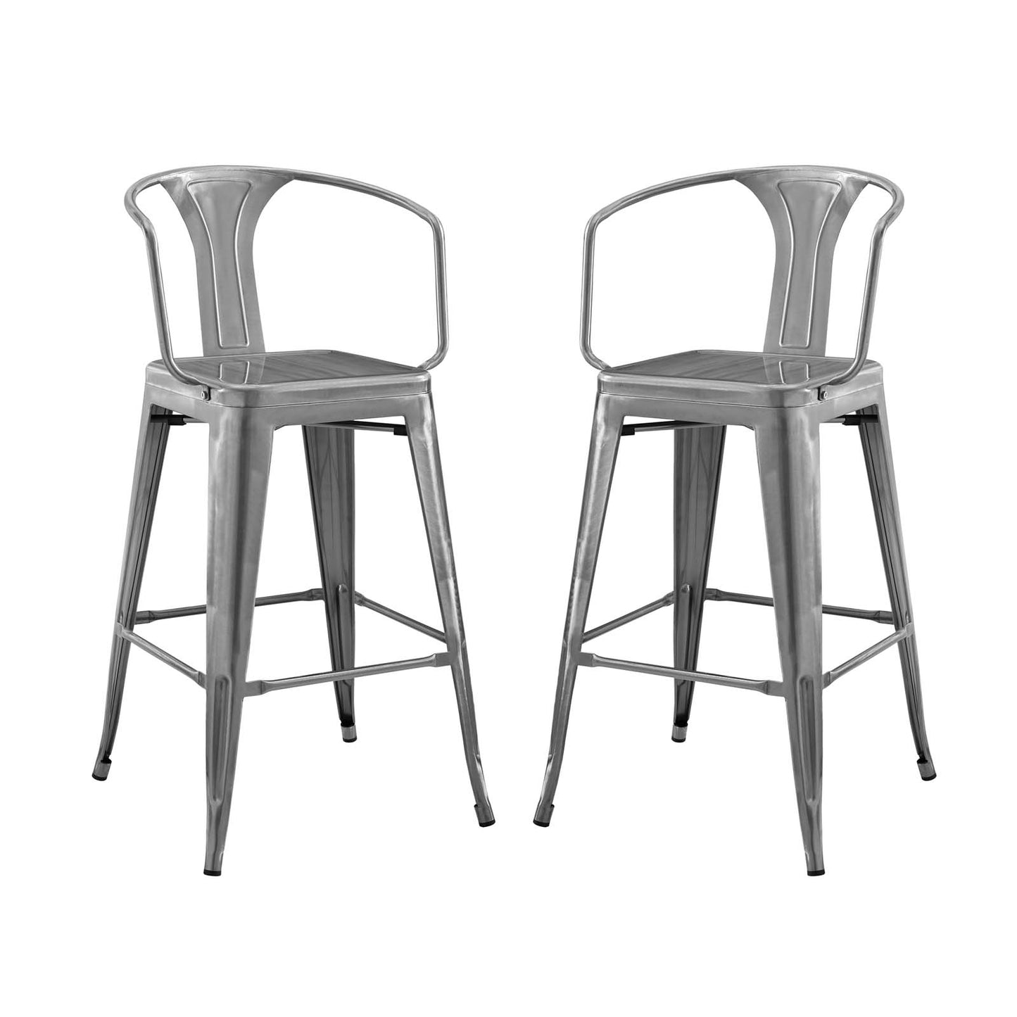 Promenade Bar Stool Set of 2, Metal, Steel, Gunmetal Silver, 18845