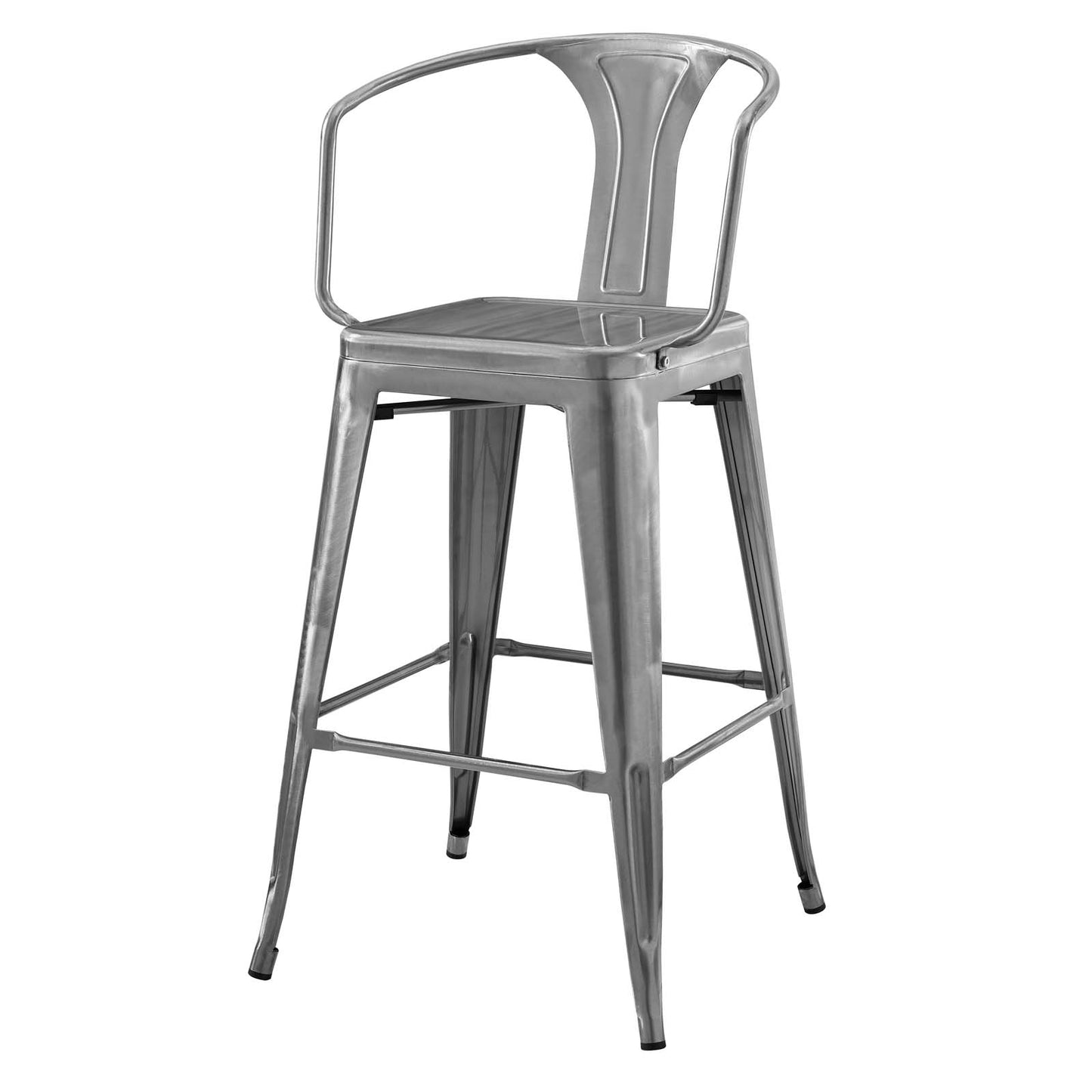 Promenade Bar Stool Set of 2, Metal, Steel, Gunmetal Silver, 18845