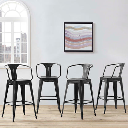 Promenade Bar Stool Set of 4, Metal, Steel, Black, 18846