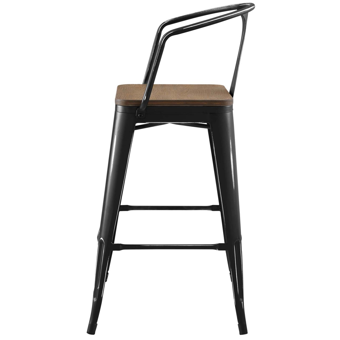 Promenade Bar Stool Set of 2, Wood, Metal Steel, Black, 18848