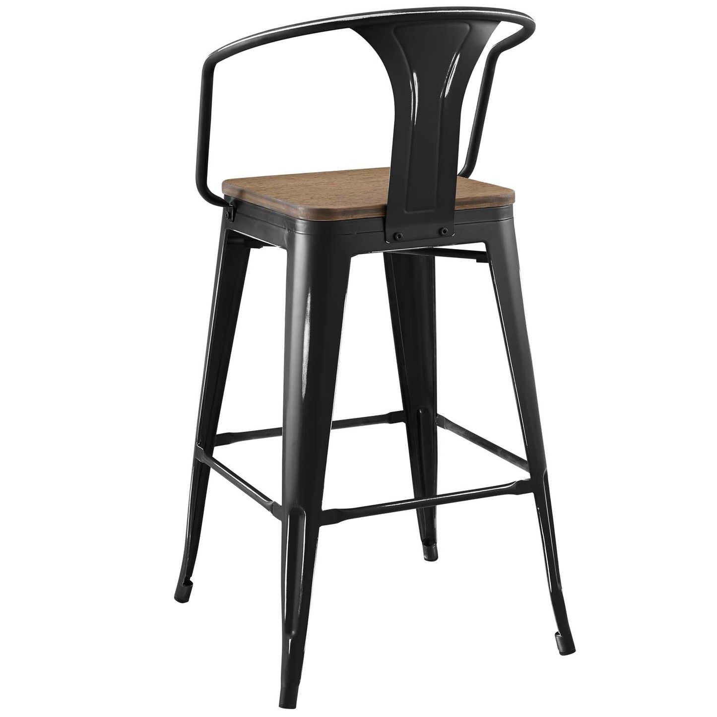 Promenade Bar Stool Set of 2, Wood, Metal Steel, Black, 18848